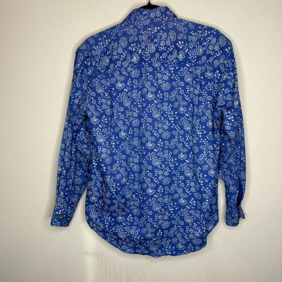 Bushwacker Vintage Mens Button Down Blue Floral Shirt 100% Cotton Size Small - Picture 5 of 9